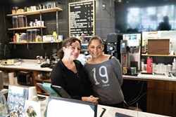 PHOTO BY HOLLY HARVEY - Marisol Madriz and Adela Rodriguez behind the counter at Aromas Caf&eacute;.