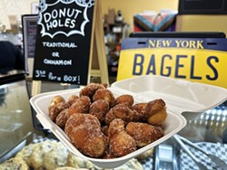 PHOTO BY JENNIFER FUMIKO CAHILL - Cinnamon sugar doughnut holes at Frankie's NY Bagels.