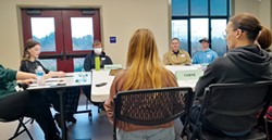 SUBMITTED - Teens volunteering with the Fortuna Teen Court engage in a practice hearing session.