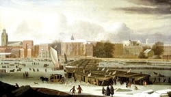 (FAITHFUL PHOTOGRAPHIC REPRODUCTION OF A TWO-DIMENSIONAL, PUBLIC DOMAIN WORK OF ART. ORIGINAL IN THE MUSEUM OF LONDON.) - The Frozen Thames 1677 by Abraham Hondius.