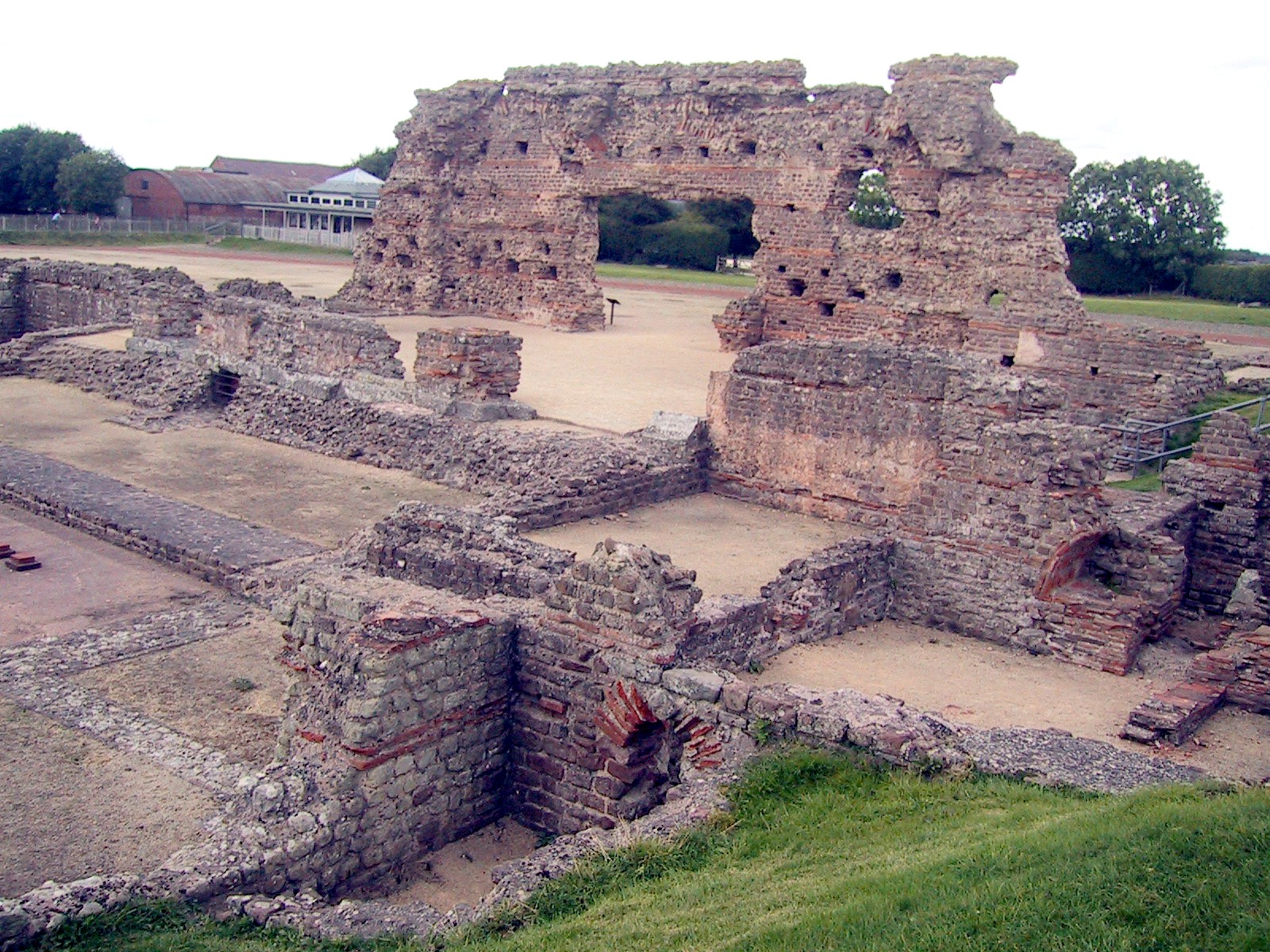 Wroxeter, near present-day Shrewsbury. Although the basilica of the Roman baths fell into disuse around 350 CE, a later phase of large wooden buildings with classical facades was constructed around 480, demonstrating a high level of civilization. - PHOTO BY BARRY EVANS